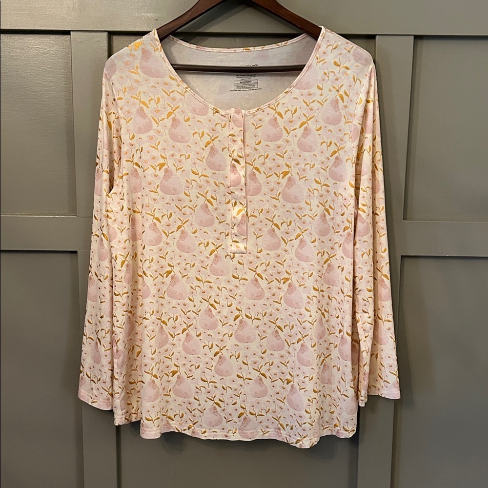 Magnetic Me Pearadise Modal Nursing Top Metallic Gold Pear Long Sleeve XL 16 -18